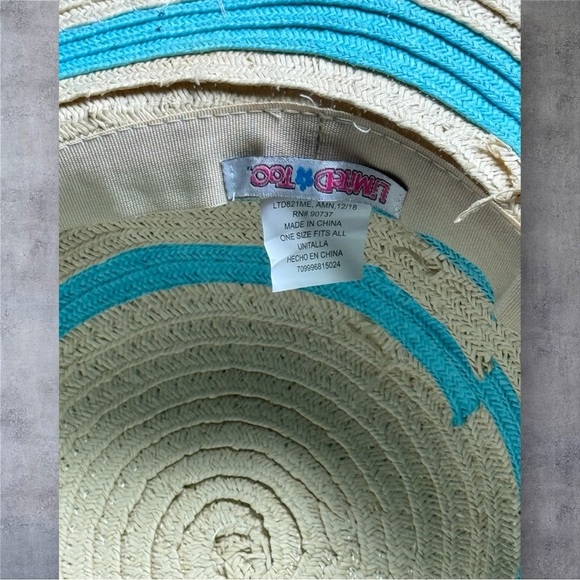 Limited Too - Floppy Straw Hat With Baby Blue Stripes & Mermazing Sequence- NWT - Picture 4 of 4